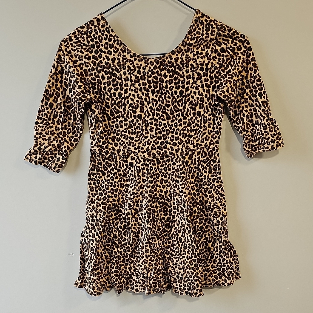 Old Navy Girls Medium (8) Leopard Print Dress - Tan and Black